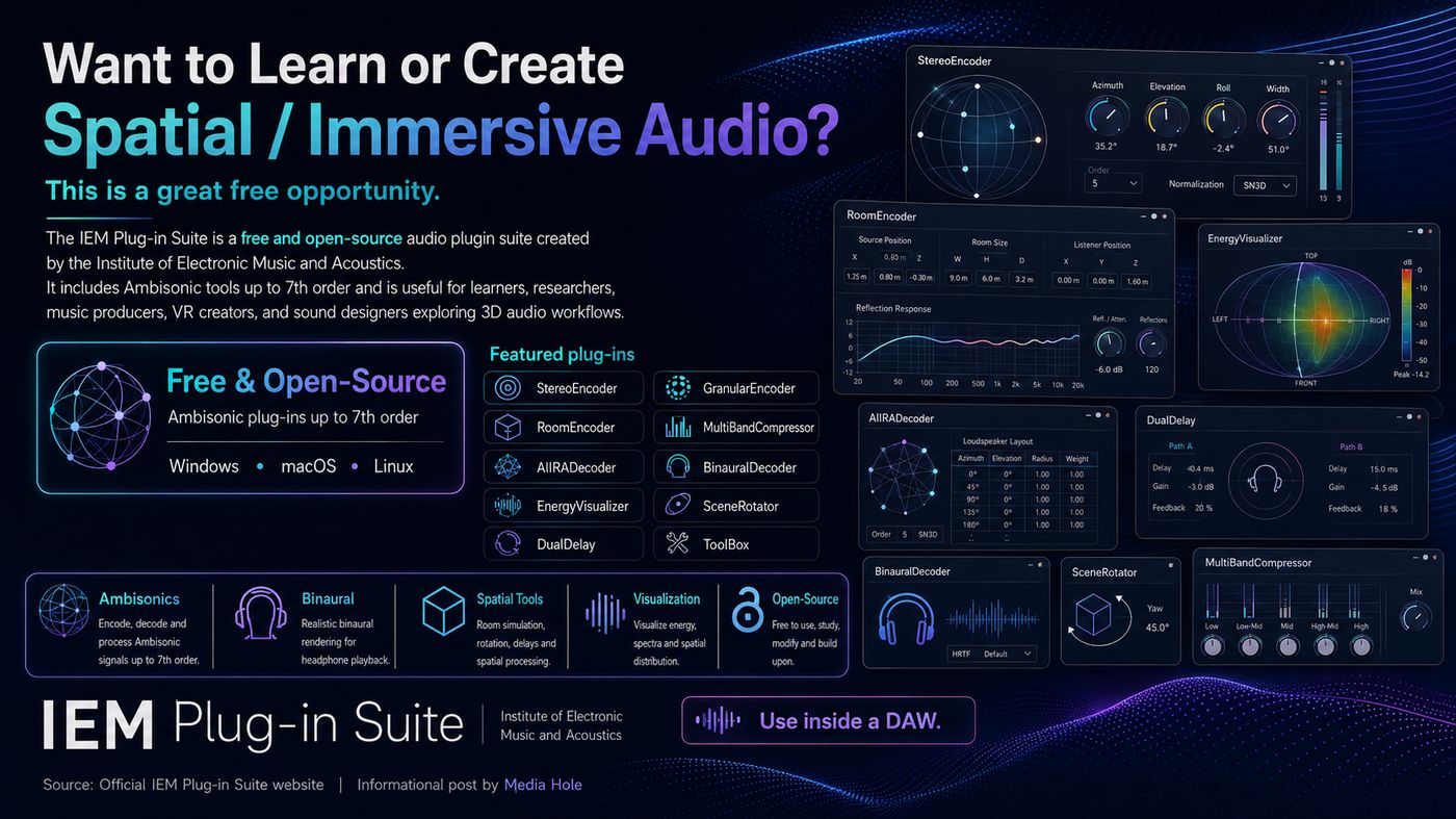 Free IEM Plug-in Suite for Ambisonics and Spatial Audio Production
