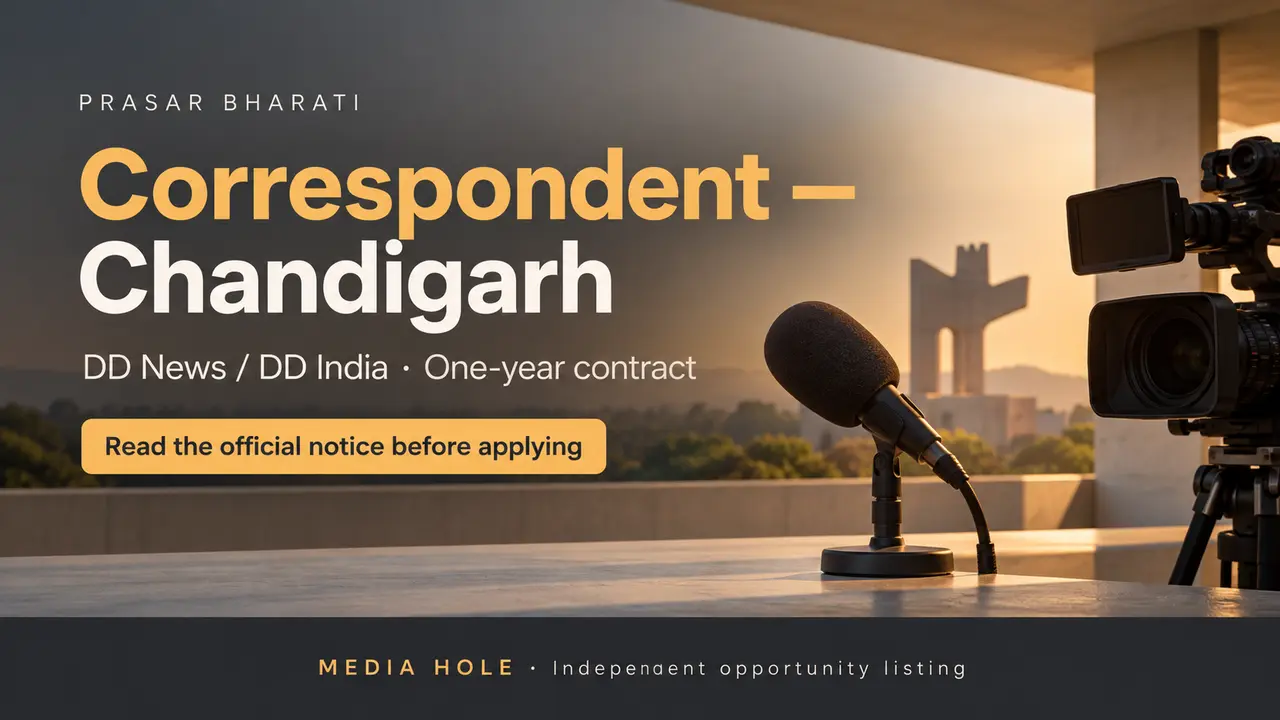 Prasar Bharati Correspondent Recruitment 2026 — Chandigarh